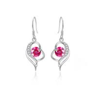 Orecchini 925 Sterling Silver Drop & Dangle, 925 sterline d'argento, Cuore, placcato, Micro strass spianare & per la donna & cavo, nessuno, 31*11mm, Venduto da coppia