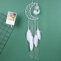 Mode Dreamcatcher, Ijzer, met Veer, Duurzame, wit, 79mm, Verkocht door PC