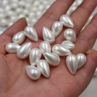 Perlas de Mar Meridional de Shell perforado mitad, Nácar del Mar, Gota, chapado, Bricolaje & diverso tamaño para la opción, Blanco, 7*10mm, 20PCs/Bolsa, Vendido por Bolsa