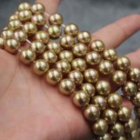 Natural Colored Shell Beads Shell Pearl Round plated DIY Champagne 6mm Sold By Strand