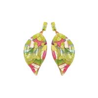 Acetaatblad Drop Earring, hol, meer kleuren voor de keuze, 5*10mm, Verkocht door pair