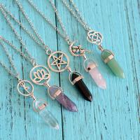 Natural Gemstone Necklace Zinc Alloy with Natural Stone plated fashion jewelry & for woman 20*320*35mm Sold By Strand