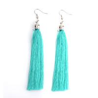 Fringe pendientes de la manera, seda, borla, chapado, para mujer, más colores para la opción, 115*90mm, Vendido por Par