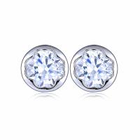 Brass Stud Earring plated micro pave cubic zirconia & for woman nickel lead & cadmium free Sold By Pair