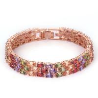 Zircon cubique Bracelet, Alliage de cuivre, Placage, pavé de micro zircon & pour femme, plus de couleurs à choisir, protéger l'environnement, sans nickel, plomb et cadmium, 12mm, Vendu par 7.125 pouce brin