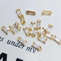 Μενταγιόν Cubic Zirconia (CZ) Brass, Ορείχαλκος, με Cubic Zirconia, Ορθογώνιο παραλληλόγραμμο, χρώμα επίχρυσο, DIY, περισσότερα χρώματα για την επιλογή, νικέλιο, μόλυβδο και κάδμιο ελεύθεροι, 3x6mm, Sold Με PC