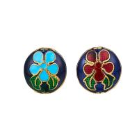 Perline di lega di zinco del Cloisonne imitazione, lega in zinco, Cerchio, placcato color oro, smalto, nessuno, assenza di nichel,piombo&cadmio, 14x15mm, Foro:Appross. 1.6mm, 10PC/borsa, Venduto da borsa