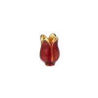 Lo zinco in lega tallone Cap, lega in zinco, Fiore, placcato color oro, smalto, rosso, assenza di nichel,piombo&cadmio, 3x11mm, Foro:Appross. 1.8mm, 10PC/borsa, Venduto da borsa