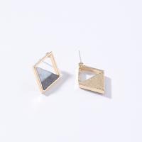 Zinklegering oorknoppen, Zinc Alloy, Rhombus, plated, voor vrouw & hol, 24*17mm, Verkocht door pair