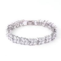 Zircon cubique Bracelet, Alliage de cuivre, Placage, pavé de micro zircon & pour femme, plus de couleurs à choisir, protéger l'environnement, sans nickel, plomb et cadmium, 7mm, Vendu par 6.811 pouce brin