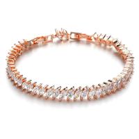 Cilindrata Zircone Bracciale in ottone micro pavimenta, placcato, Micro spianare cubic zirconia & per la donna, nessuno, assenza di nichel,piombo&cadmio, 6.50mm, Venduto per 7.086 pollice filo