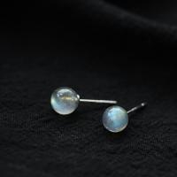 Messing Stud Earring, met Labradoriet, Draagbare, blauw, 0.6CM, Verkocht door pair