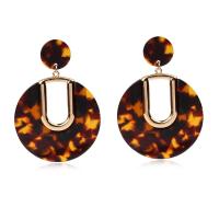 Acryl Drop Earring, met Zinc Alloy, voor vrouw, meer kleuren voor de keuze, 60x80mm, Verkocht door pair