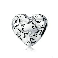 ottone Perline europee a foro grande, Cuore, DIY, nessuno, 1.1X1.1CM, Venduto da PC