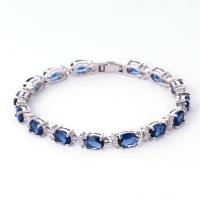 Cilindrata Zircone Bracciale in ottone micro pavimenta, Lega di rame, placcato, Micro spianare cubic zirconia & per la donna, nessuno, assenza di nichel,piombo&cadmio, 5.50mm, Venduto per 6.889 pollice filo