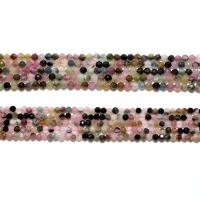 Grânulos de gemstone jóias, turmalina, Roda, naturais, DIY & facetada, cores misturadas, 3mm, vendido por Strand