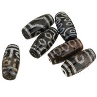 Naturlige tibetanske Agate Dzi Beads, Tibetansk agat, forgyldt, Bæredygtig & mode smykker, 15x30x15mm, Hole:Ca. 2.5mm, 10pc'er/Lot, Solgt af Lot