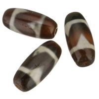 Naturlige tibetanske Agate Dzi Beads, Tibetansk agat, forgyldt, Bæredygtig & mode smykker, 14x30x14mm, Hole:Ca. 2.5mm, 10pc'er/Lot, Solgt af Lot