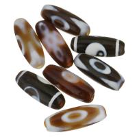 Naturlige tibetanske Agate Dzi Beads, Tibetansk agat, forgyldt, Bæredygtig & mode smykker, 10x28x10mm, Hole:Ca. 2.5mm, 10pc'er/Lot, Solgt af Lot