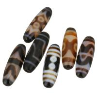 Natuurlijke Tibetaanse Agaat Dzi Beads, plated, Duurzame & mode sieraden, 11x30x11mm, Gat:Ca 2.5mm, 10pC's/Lot, Verkocht door Lot