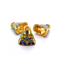 Zinc Alloy Bead Cap with Cloisonne DIY & enamel blue nickel lead & cadmium free Sold By Bag