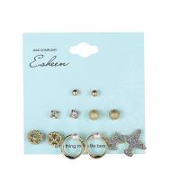 Zinc Alloy Stud Oorbellen Set, met Plastic Pearl, gold plated, voor vrouw & met strass & hol, nikkel, lood en cadmium vrij, 1mm, 5mm,10mm, Verkocht door Stel