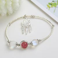 Quartz Bracelets Strawberry Quartz with Cats Eye & Zinc Alloy Dream Catcher plated & for woman 200mm Sold By Strand