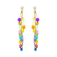 Boucles d'oreilles en alliage de zinc, Placage, pour femme, multicolore, protéger l'environnement, sans nickel, plomb et cadmium, 13x10.50mm, Vendu par paire