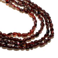 Grânulos naturais de Granada, Roda plana, DIY, vermelho escuro, 6*8mm, Aprox 48PCs/Strand, vendido por Strand