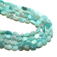 Perles amazonite, ellipse, naturel, DIY, bleu, 6*8mm, Vendu par brin