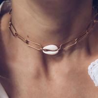 Mode Choker Ketting, Schelp, met Zinc Alloy, Draagbare, gouden, Verkocht door Strand