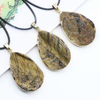 Natural Tiger Eye Pendants Teardrop 25*40mm Sold By Strand