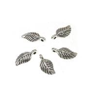 Cink ötvözet Leaf Medálok, Levél növényen, antik ezüst színű bevonattal, DIY, 14x15x5mm, Lyuk:Kb 2mm, Kb 312PC-k/KG, Által értékesített KG