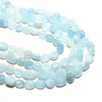 Gemstone smykker perler, Akvamarin, ellipse, naturlig, du kan DIY, lyseblå, 6*8mm, Ca. 48pc'er/Strand, Solgt af Strand