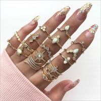 Zinc Alloy Ring Set portable & 17 pieces golden Sold By Set