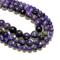 Naturlige Charoite perler, Runde, du kan DIY, lilla, 8mm, Solgt af Strand