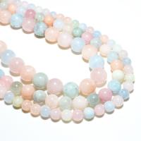 Gemstone smykker perler, Morganit, Runde, naturlig, du kan DIY, flerfarvede, 6mm, Solgt af Strand