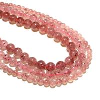 Perline di quarzo naturale, Strawberry Quartz, ellisse, DIY, rosa, Venduto da filo