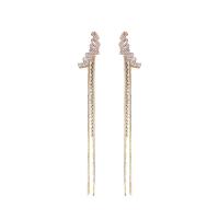 Fashion Fringe Oorbellen, Zinc Alloy, met 925 sterling zilver, micro pave zirconia & voor vrouw, goud, nikkel, lood en cadmium vrij, Verkocht door pair