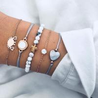 Zinc Alloy Bracelet Round 5 pieces & portable rose gold color Sold By Set