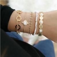 Zinc Alloy Bracelet Round 5 pieces & portable golden Sold By Set