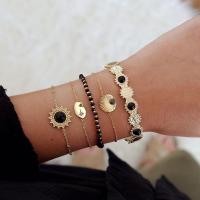 Zinc Alloy Bracelet Round 5 pieces & portable golden Sold By Set