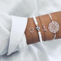 Zinklegierung Armband, rund, Tragbar & 4 Stück, Roségold, verkauft von setzen