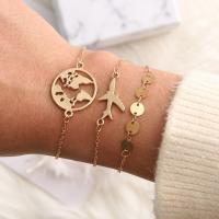 Zinc Alloy Bracelet Round portable & three pieces golden Sold By Set