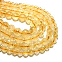 Perles Citrine naturelles, perles de citrine, Rond, DIY, Jaune, Vendu par brin