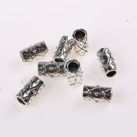 Perles tubes en alliage de zinc, pilier, Plaqué de couleur d'argent, DIY & grand trou, protéger l'environnement, sans nickel, plomb et cadmium, 17x10mm, Trou:Environ 6mm, 10PC/sac, Vendu par sac