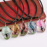 Inner Flower Lampwork Pendants with Dried Flower Ellipse & DIY 12*18*33mm Sold By PC