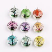 Innen Blume Lampwork Anhänger, mit Glas, rund, DIY, gemischte Farben, 11*20*26mm, 10PCs/Tasche, verkauft von Tasche