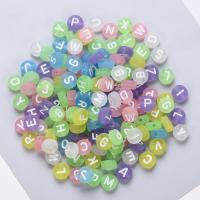 Alphabet Acryl Kralen, Ronde, DIY & gelei stijl & frosted, gemengde kleuren, 4*7mm, Gat:Ca 1.8mm, Verkocht door Bag