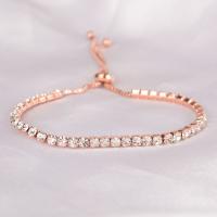 Titanium armbanden, Titanium Staal, met Bergkristal, mode sieraden & voor vrouw, rose goud kleur, 19.5cm, Verkocht door PC